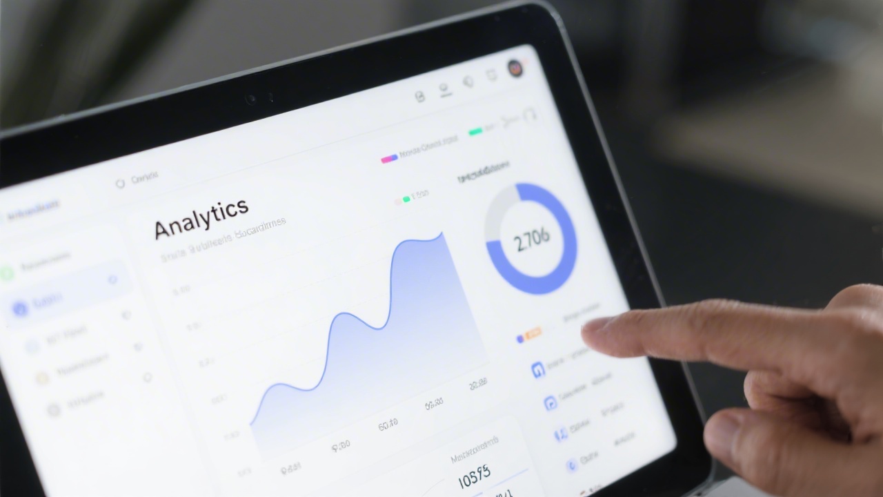 Analytics screen with clean charts and small numbers, indicating basic performance tracking suitable for small business social media accounts